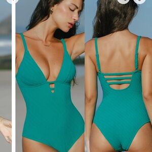 Turquoise Plunging Keyhole One Piece